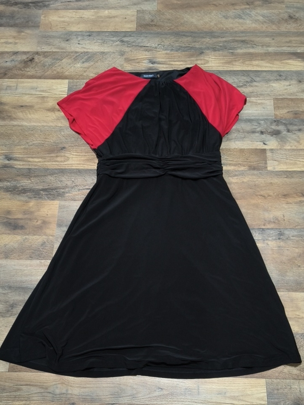 Ellen Tracy Black Dress with Red Cap Sleeves